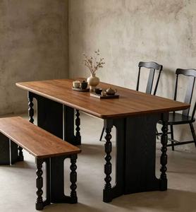 Nuevo Juego de Mesa de Comedor de Madera Maciza Retro con Banco y 2 Sillas para el Hogar, Cocina, Comedor - Product Image 6