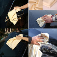 C0760 Chiffon en peau de chamois naturelle pour le nettoyage du cuir véritable, pour voiture, auto, maison, moto, lavage et entretien, séchage rapide, serviette super absorbante