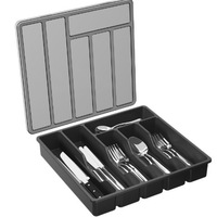 Nouvel Organisateur de Couverts en Plastique avec Couvercle et Séparateurs – Conteneur de Rangement de Cuisine Moderne et Minimaliste