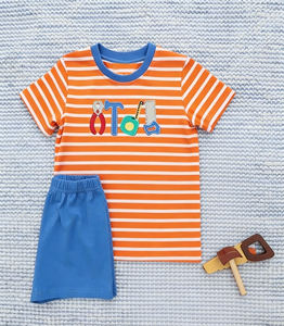 BSSO1852 custom Boutique <b>Baby</b> boy green fish embroidery Clothing Set summer Outfits Wholesale set - Product Image 2