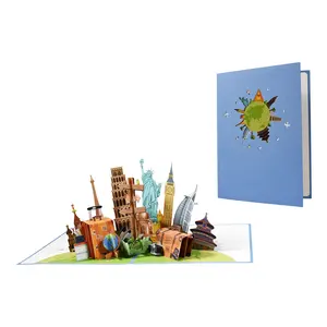Personalized 3D Travel Greeting Card Paper Carving Hotel Travel Agency Retirement Anniversary Blessing Card