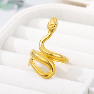 고품질 18K 골드 도금 독특한 뱀 반지 남성 여성 스테인레스 스틸 쥬얼리 - Product Image 6