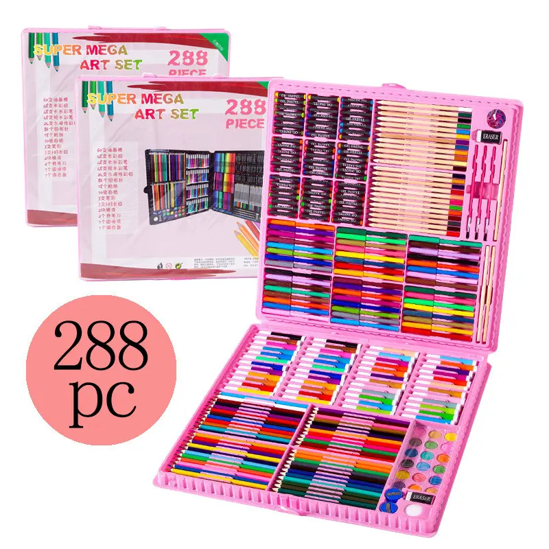 Children Painting 288 pcs Painting Drawing Set Color Watercolor Pen Supplies Art Colored Pencil Drawing kids stationery gift