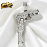 Pendentif pistolet Glock Hip Hop entièrement serti de diamants, plaqué or, zircon, style rappeur, accessoire de luxe tendance