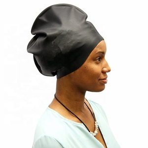 <span class=keywords><strong>Bonnet</strong></span> <span class=keywords><strong>de</strong></span> <span class=keywords><strong>bain</strong></span> en silicone noir personnalisé pour cheveux longs, idéal pour les <span class=keywords><strong>dreadlocks</strong></span>, les cheveux très longs, épais et bouclés - Product Image 3