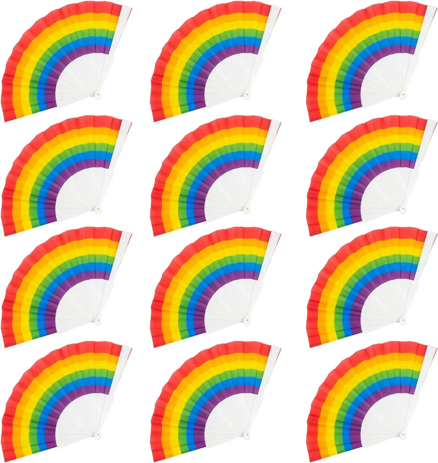 6 couleurs Pride Accessoires Rainbow Ventilateur en plastique 23 cm Ventilateur à main pour LGBT Pride Month Party