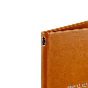 Menu en cuir PU de haute qualité, design à 2 panneaux, avec bande flexible, menu personnalisé pour restaurant haut de gamme - Product Image 5