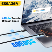 Essager grosir pengisi daya Cepat Usb 4.0 40Gbps 1M nilon 240W pengisi daya ponsel Tipe C ke C kabel Transfer Data