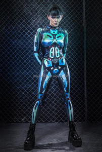Combinaison moulante une pièce cool de style européen et américain, ensemble <span class=keywords><strong>cyberpunk</strong></span> imprimé numérique 3D, combinaison une pièce pour <span class=keywords><strong>cosplay</strong></span> féminin - Product Image 1