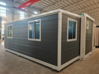 Maison conteneur isolée et extensible au design moderne du milieu du siècle, cabane préfabriquée de luxe pour le camping en plein air