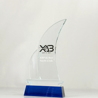 Trophée en verre cristal optique en forme de bateau Yacht bleu MH-MJ0463