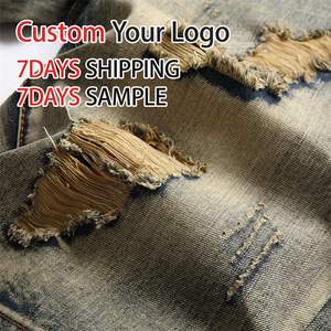 Jeans en denim de haute qualité pour hommes, style Y2K, déchirés, coupe baggy, taille mi-haute, en coton, personnalisables, vente en gros - Product Image 3