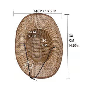 Sombrero <span class=keywords><strong>de</strong></span> Vaquero <span class=keywords><strong>de</strong></span> Paja Ajustable Personalizado al por Mayor, Estilo Occidental, <span class=keywords><strong>de</strong></span> Ala Ancha, para Verano, para Agricultores, <span class=keywords><strong>Pesca</strong></span>, Viajes, Casual - Product Image 5