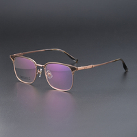Gafas Ópticas OEM, Monturas de Titanio para Gafas, Montura de Gafas Ópticas para Hombre de Talla Grande, Media Montura, Estilo Retro, Alta Calidad