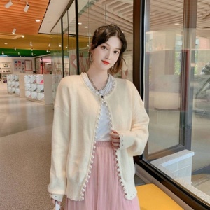 Vente en gros pour boutiques : Cardigan court ample en tricot perlé rétro <span class=keywords><strong>automne</strong></span> 2025 pour femme - Product Image 3