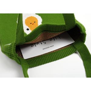 Bolso de compras de acrílico con diseño de animales de dibujos animados, tejido jacquard, con logotipo, para mujer, bolso de hombro individual de ganchillo - Product Image 2