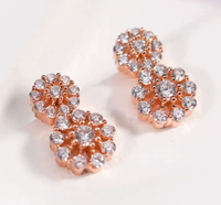 925 Sterling Silber Roségold-Plattierte Trendige Blumen-Ohrhänger mit Zirkonia für Damen Hochzeit & Party Modeschmuck