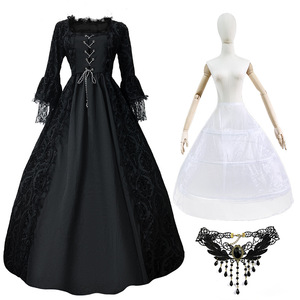 Abito da Festa Retrò Elegante con Colletto Quadrato e Pizzo per Donna Adulta, Costume da Principessa per Halloween, Cosplay Medievale per Teatro, TV e Cinema - Product Image 6