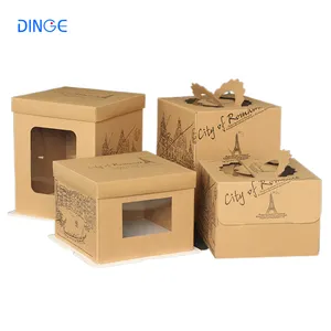 Cartón alto personalizado de Navidad, cartón Kraft, cartón corrugado, embalaje para Tartas, cajas grandes para tartas con ventana a granel, venta al por mayor