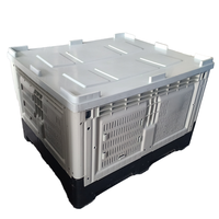 Caisse palette industrielle pliable en PEHD robuste 1200x1000mm, empilable et durable avec couvercles