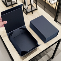 Boîte cadeau en carton rigide de luxe, nouveau design, boîte pliante en papier noir avec fermeture magnétique