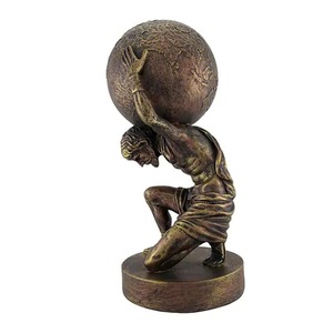 Di alta qualità intagliato a mano lucido rame fuso bronzo statua atlante che tiene il mondo scultura fengshui - Product Image 3