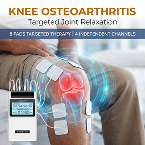 Appareil de physiothérapie corporelle numérique EMS TENS, thérapie ciblée pour l'<span class=keywords><strong>arthrose</strong></span> du genou, douleurs chroniques, 8 électrodes, 15 modes, 20 niveaux d'intensité - Product Image 1