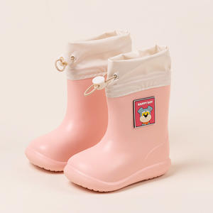 Bottes de pluie pour enfants WXL476 antidérapantes 3D dinosaure canard à cordon de serrage imperméables en EVA dessin animé été et hiver - Product Image 6