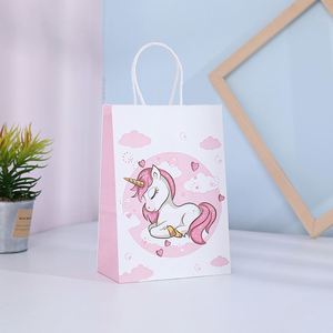 Sacs à bonbons en papier personnalisés avec imprimé licorne, décoration de fête d'anniversaire ou de baby shower, sacs cadeaux - Product Image 3
