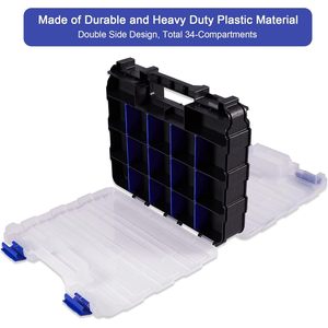 Custodia Premium 2 lati PVC piccole parti 34 scomparti porta attrezzi Organizer con divisori in plastica rimovibili OEM - Product Image 2