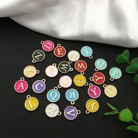 26 pièces Alphabet lettre émail breloques Double face initiale pendentif A-Z Alphabet breloque pour collier Bracelet fabrication de bijoux