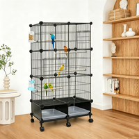 Équipement durable pour l'élevage d'oiseaux : Cages spacieuses pour villas à trois étages mobiles pour grands perroquets et cages-nids pour oiseaux