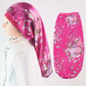 Nouveau bonnet en satin réversible à double couche, taille ajustable, style européen-américain pour femmes, couvre-tête de nuit, vert/rouge - Product Image 4