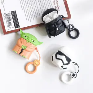 3d última caixa de fone de ouvido para apple airpods, protetor de silicone, jedi, guerreiro, darth vader, airpods 1/2