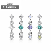 Anting-anting tusuk titanium ASTM F136 motif daun tanaman bunga, bagian belakang datar, polesan tinggi, perhiasan.