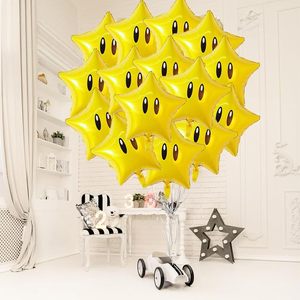 12 Globos de Estrella Amarilla con Detalles Dorados para Decoración de Fiestas de <span class=keywords><strong>Cumpleaños</strong></span> con Temática de Videojuegos, Suministros para Fiestas de Niños y Niñas - Product Image 3