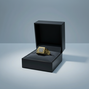 Elegant 22K Gold Stylish Designer Finger <b>Ring</b> for <b>Men</b> Luxury Jewellery for Daily Wear <b>Mens</b> <b>Ring</b> with Diamond Square Design - Product Image 2