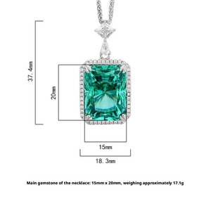 New Products 2026 Jewelry Eco-friendly <b>Copper</b> Black Gold Plated Radiant Cut 15*20mm Square Paraiba Tourmaline Pendant Necklace - Product Image 6