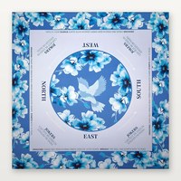 Set Mahjong bergaya Amerika 4 lapis ukuran 1-7/16 inci, 160 ubin dengan pola bunga cornflower dan hydrangea biru langit