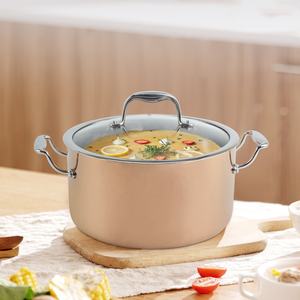 Olla pequeña tipo horno holandés, apta para inducción, de acero inoxidable de triple capa, fácil de limpiar y apta para lavavajillas. - Product Image 3