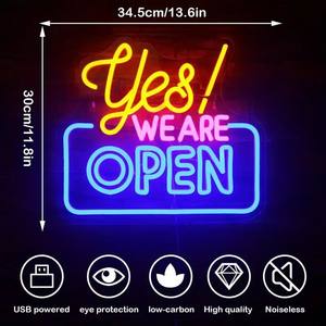 Enseigne néon LED personnalisée « Oui, nous sommes ouverts » alimentée par USB 5V, à fixer au mur pour la maison, le centre commercial, le magasin, le bar, la décoration professionnelle - Product Image 2