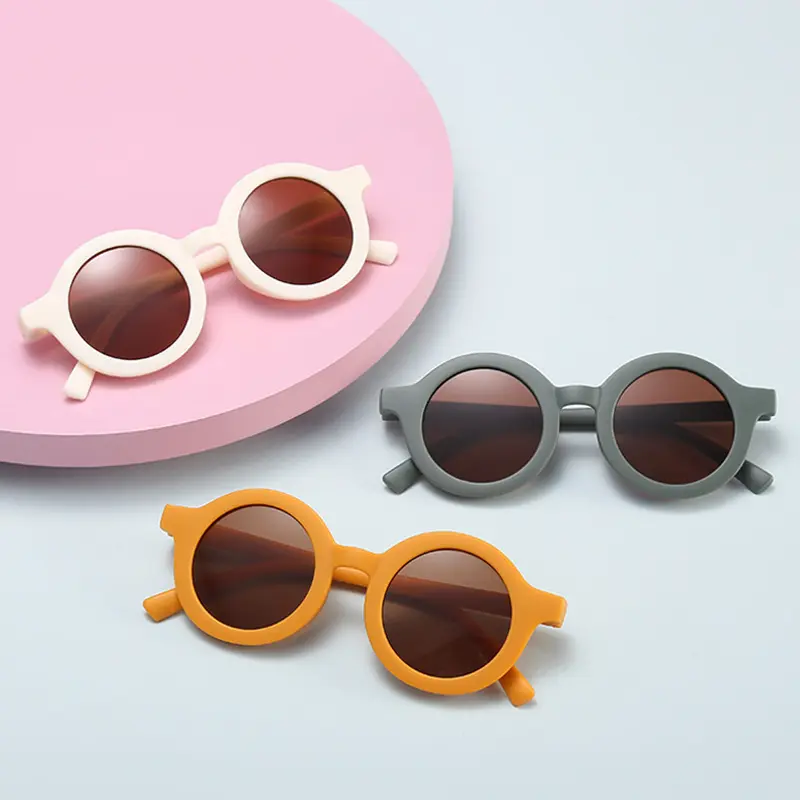 2023 novas Crianças Óculos Silicone Soft Frame Moda Rodada Óculos De Sol Bebê Crianças Óculos De Sol Para Meninas Menino