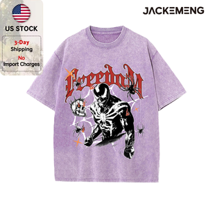 Oversized Washed Retro <strong>Superhero</strong> Dark Streetwear Print <strong>Tshirt</strong> USA Stock Wholesale Y2K Casual Tee - Product Image 2