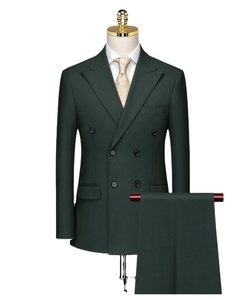 Tailleur boutique hommes britannique <span class=keywords><strong>anglais</strong></span> marié robe de soirée de mariage affaires décontracté personnalisé Double boutonnage plissé respirant <span class=keywords><strong>vert</strong></span> foncé - Product Image 1