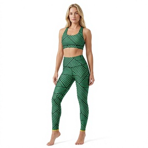 Women Yoga Set Digital Print High Waist <b>Leggings</b> Racerback Crop Top Full Length 2 Piece Spandex Polyester Four-Way Stretch pant - Product Image 1