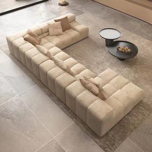 Sofá Combinable de Diseño Italiano, Sofá Modular Minimalista de Tela Color Chocolate Tofu Block - Product Image 4