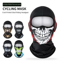 Máscara de calavera de Halloween personalizada Personalidad divertida Cara completa Jersey de seda de hielo Máscara de montar Impresión digital transpirable a prueba de polvo