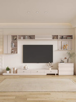 Ensemble de meubles de salon modernes en bois extensibles de luxe, meuble TV et table basse pour la maison et l'hôtel