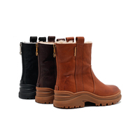 Bottines en cuir véritable à lacets pour femmes - Légères et confortables