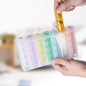 Portable Senior Citizens A Week 28 Compartment Spring Medicine Box Pill Case
